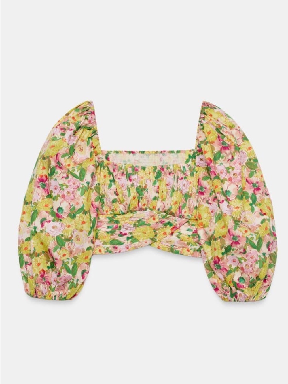 Zara Floral Ruched Crop top in Yellow and Pink